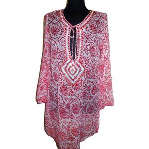 Tunic Sheer Chiffon Blouse Long Sleeve NEW summer top shirt beach cover up